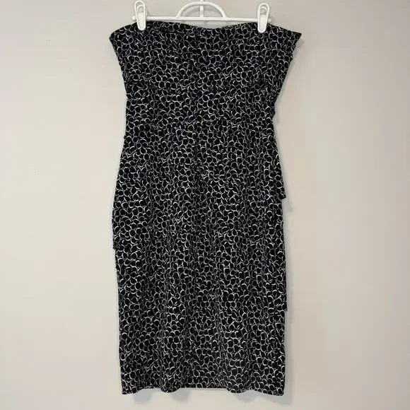 WHBM Instantly Slimming Strapless Sheath Dress Size 8 Tiered Stretch Black White - Picture 6 of 15